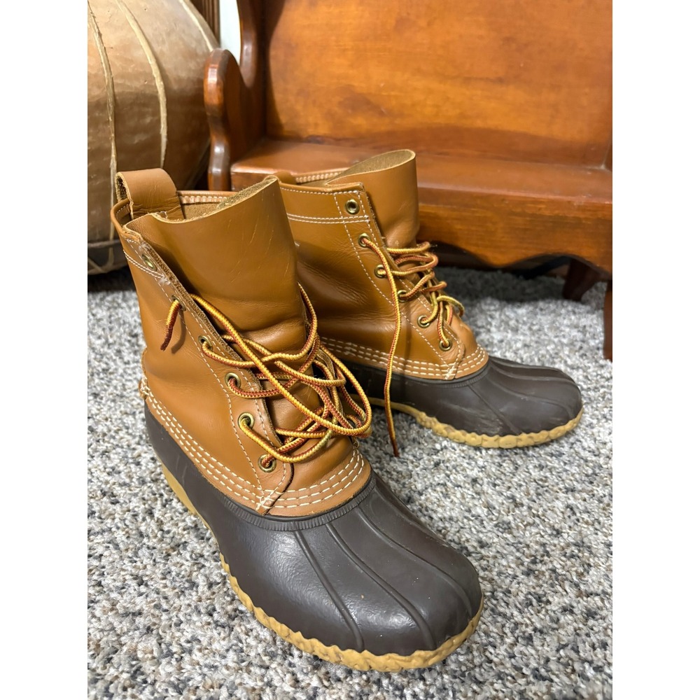 LL Bean Bean Boots 8 Inch Duck Boots 6M Tan Brown Made in USA Vintage Style